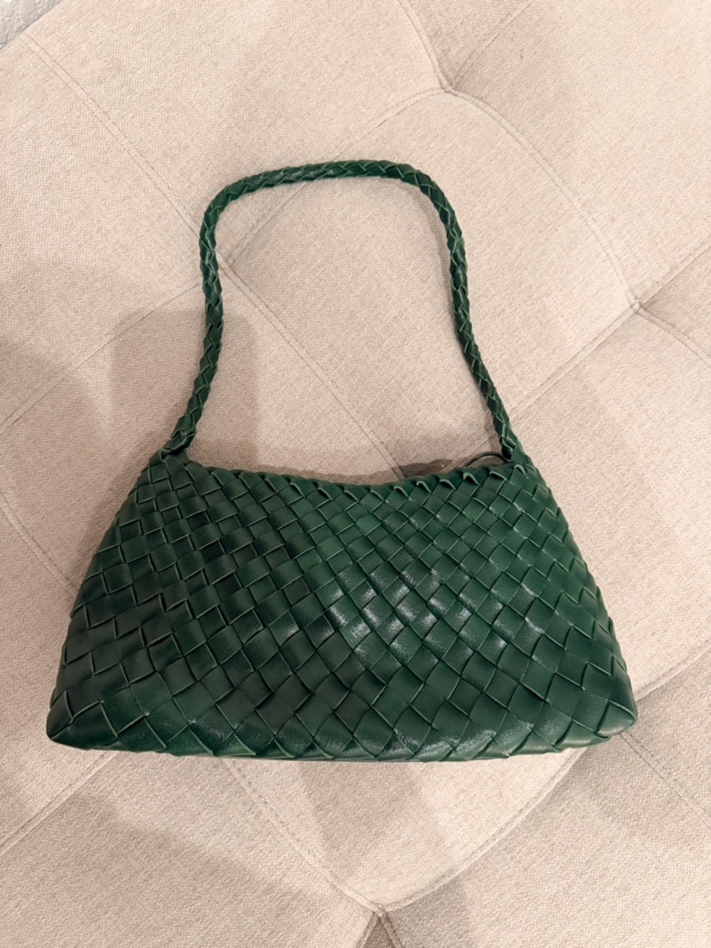 Hand-woven Leather Shoulder Bag for Women/ Dark Green